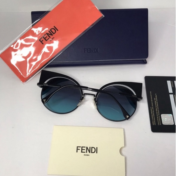 New - 💯 Auth Fendi Hypnoshine Blue-Aqua Gradient Round Sunglasses FF 0215/S 00… - Picture 5 of 17
